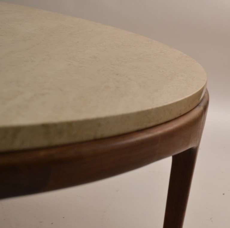 20th Century Round Travertine Marble-Top Table