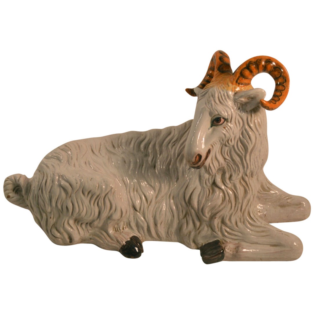 Italian Majolica Ceramic Goat