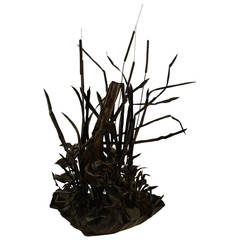 Large Verdigris Copper Cattails and Driftwood Fountain 8