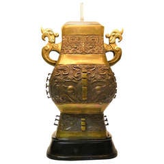 Chinese Bronze Vase Mounted as Lamp