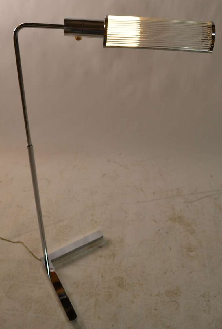 Bright Chrome Casella Adjustable Floor Lamp In Excellent Condition In New York, NY