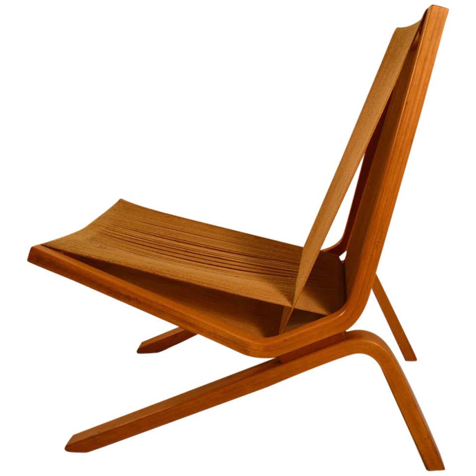 Bentwood and String Low Lounge Chair at 1stDibs
