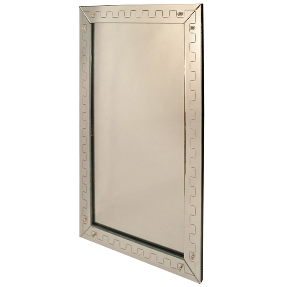 Venetian Style Mirror with Geometric Border Trim