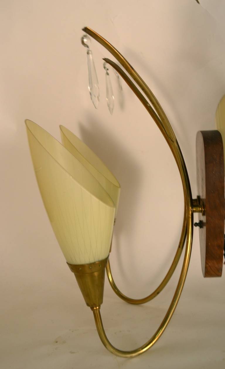 Pair of Mid CenturyTwo Arm Sconces In Good Condition In New York, NY