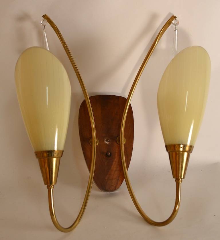 Mid-Century Modern Pair of Mid CenturyTwo Arm Sconces