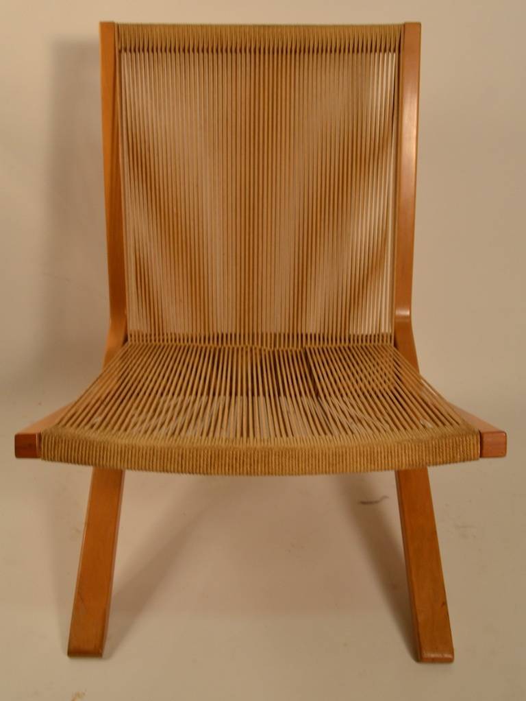 Mid-20th Century Bentwood and String Low Lounge Chair