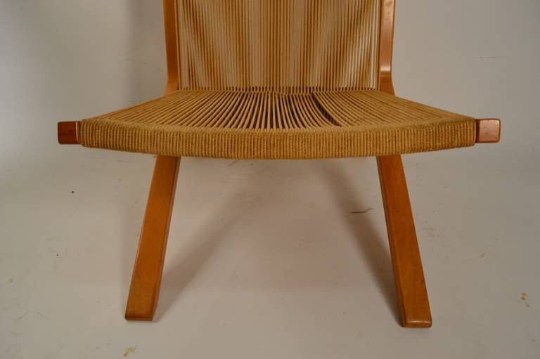Birch Bentwood and String Low Lounge Chair