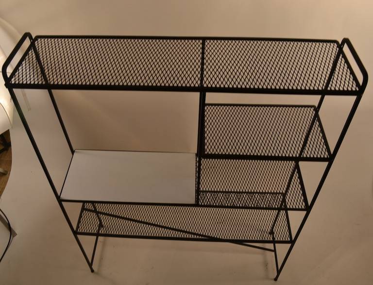 Freestanding Squared Iron, Mesh, and Laminate Shelf by Freda Diamond In Excellent Condition In New York, NY