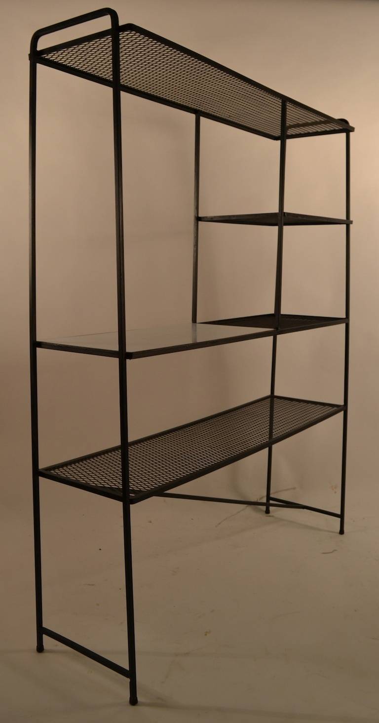 Freestanding Squared Iron, Mesh, and Laminate Shelf by Freda Diamond 1