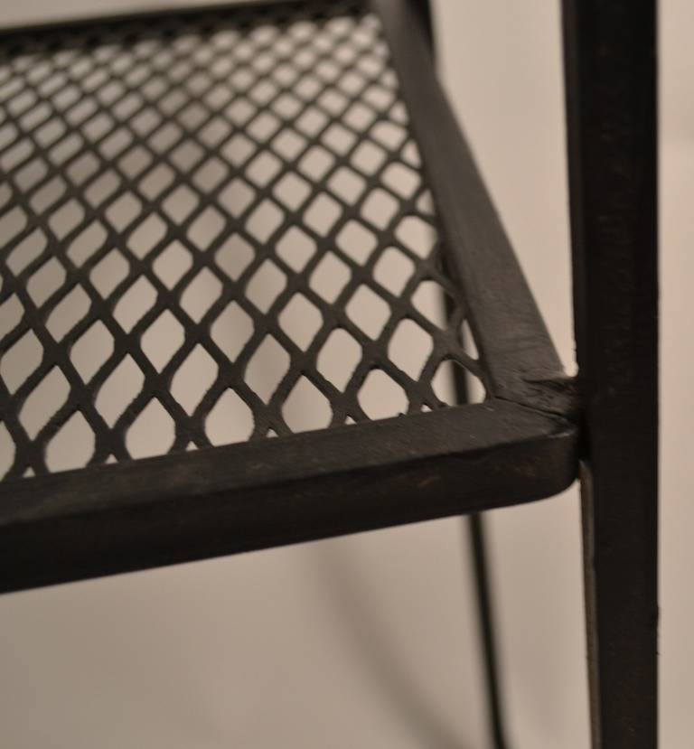 Freestanding Squared Iron, Mesh, and Laminate Shelf by Freda Diamond 3