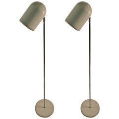Pair of Mod White and Chrome Floor Lamps