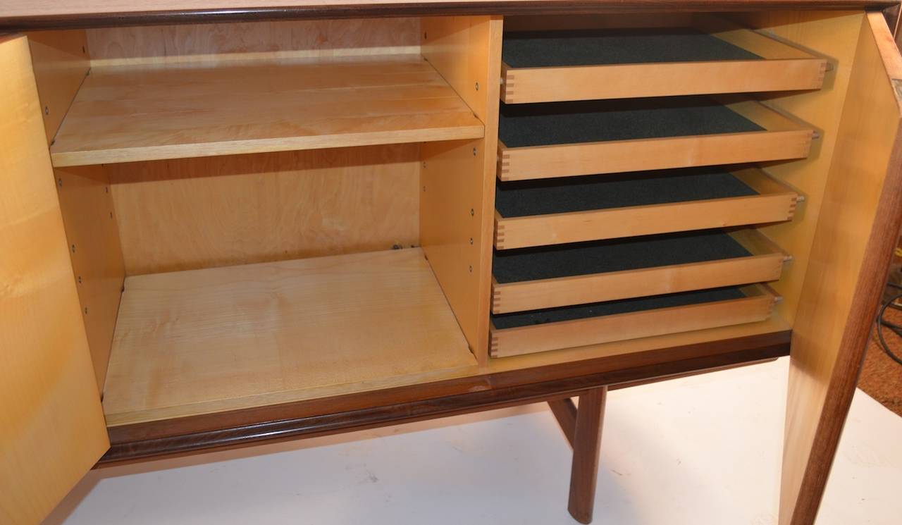 Mid-20th Century Large Teak Four-Door Credenza Attributed to F. Kayser for Gustav Bahus