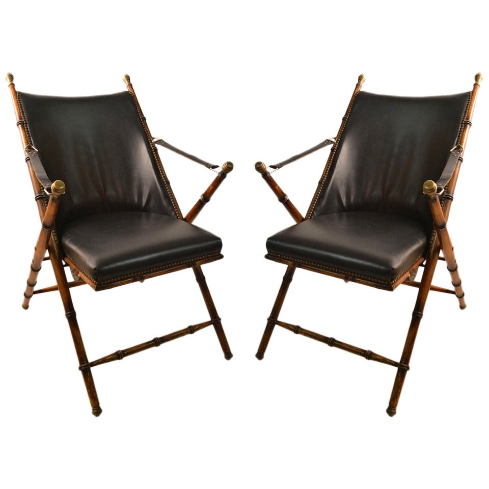 Pair Folding  Campaign Chairs Made in Italy