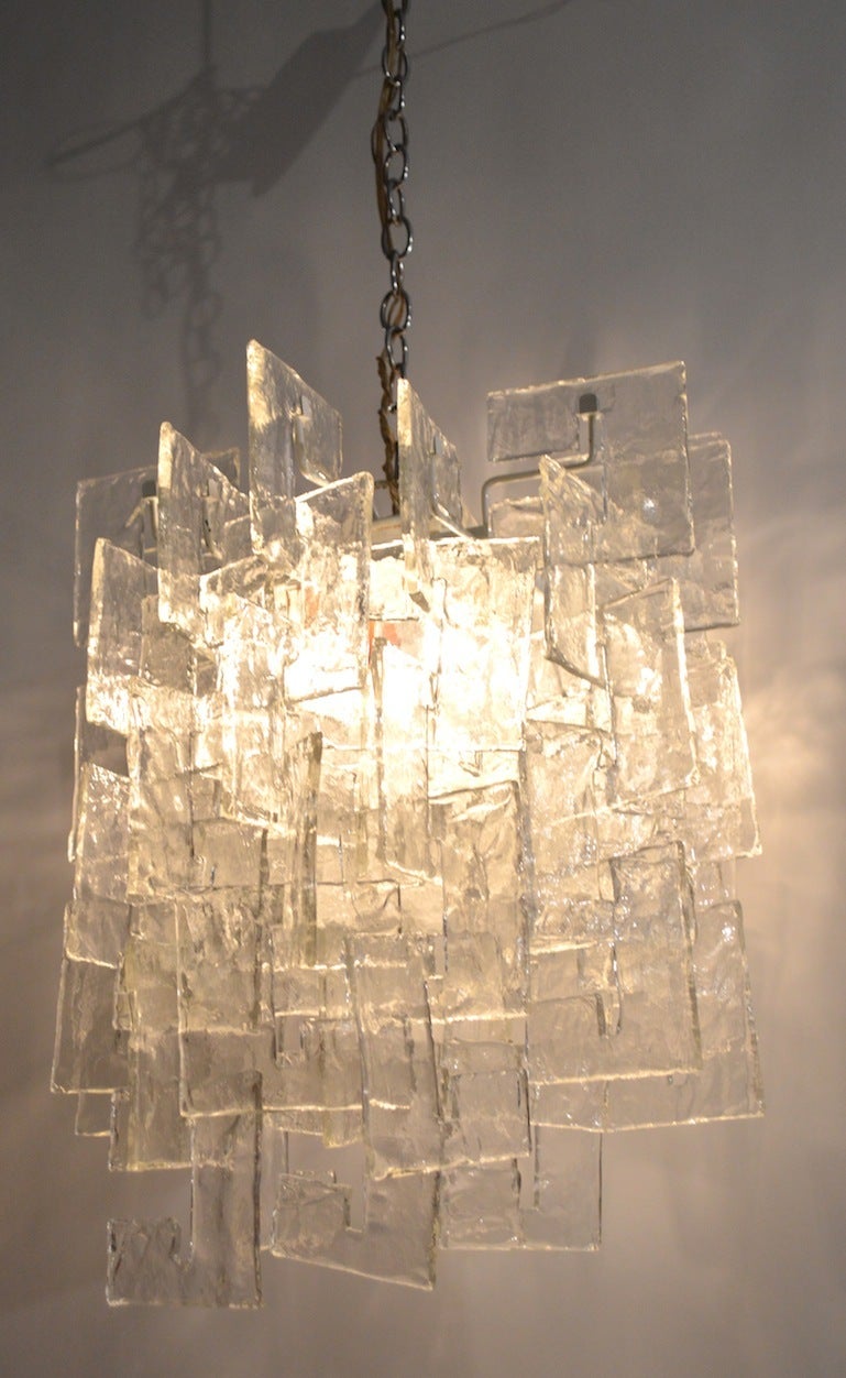 Italian Mazzega Interlocking Murano Glass Chandelier