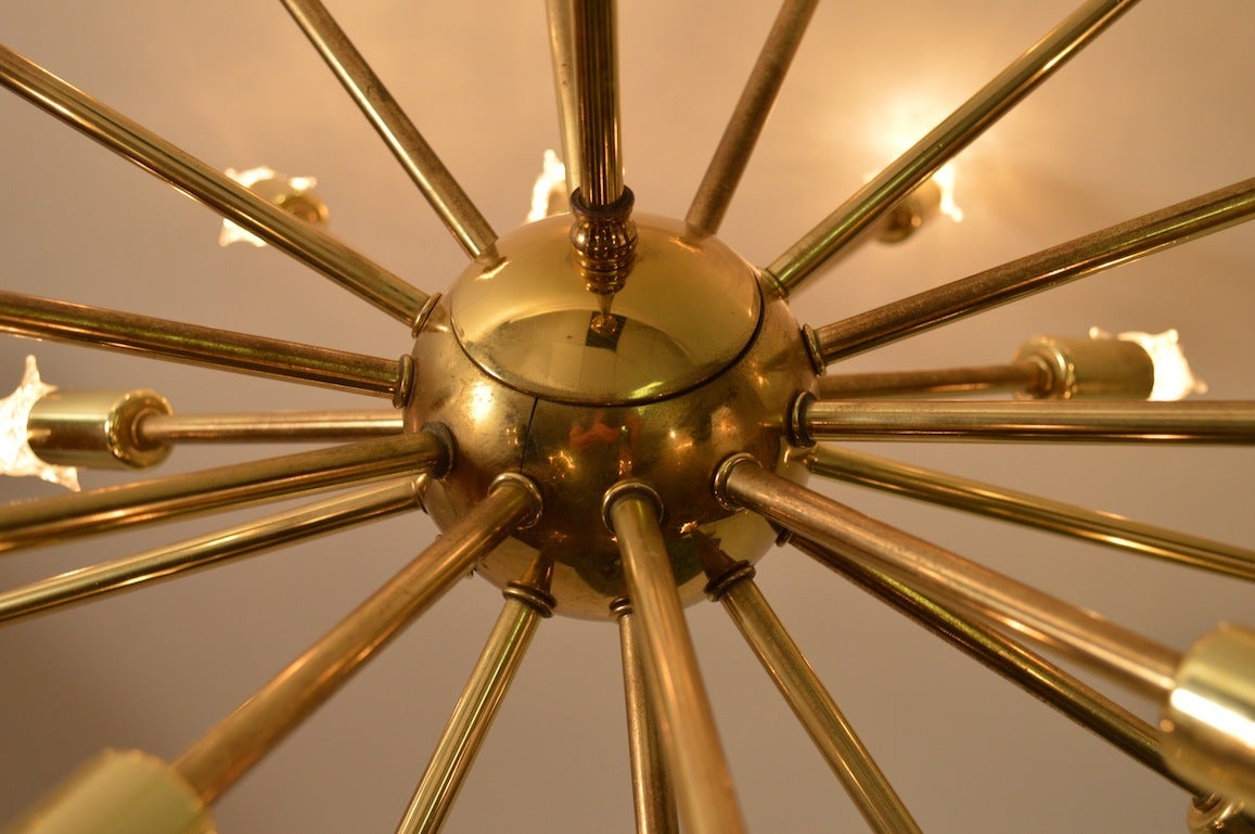 Impressive large brass Sputnik chandelier in clean, original condition.