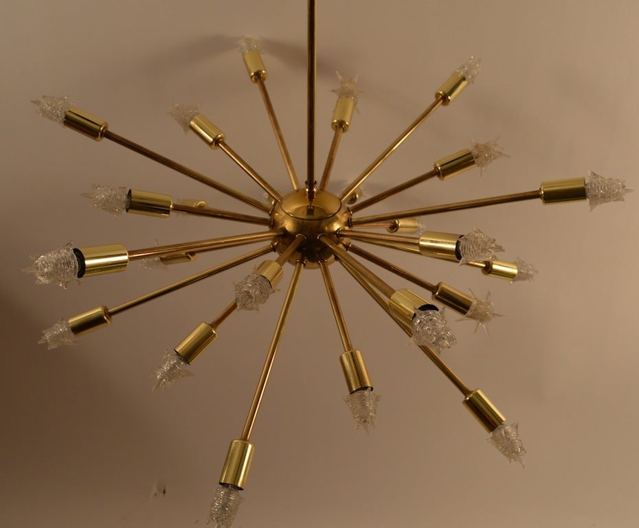 Mid-20th Century 24-Light Brass Sputnik Chandelier