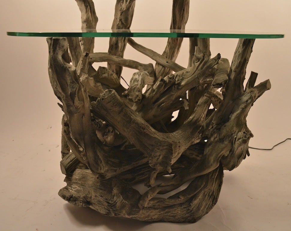 Large Driftwood Lamp Table or Floor Lamp In Fair Condition For Sale In New York, NY