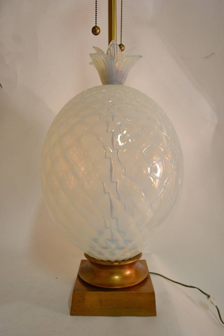Italian Large Murano Pineapple Lamp Marked Marbro Attributed to Seguso For Sale