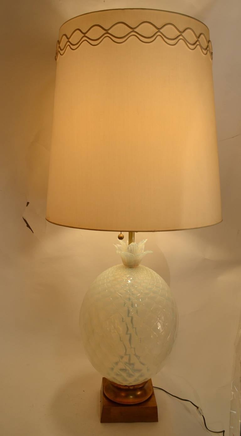 Mid-20th Century Large Murano Pineapple Lamp Marked Marbro Attributed to Seguso For Sale