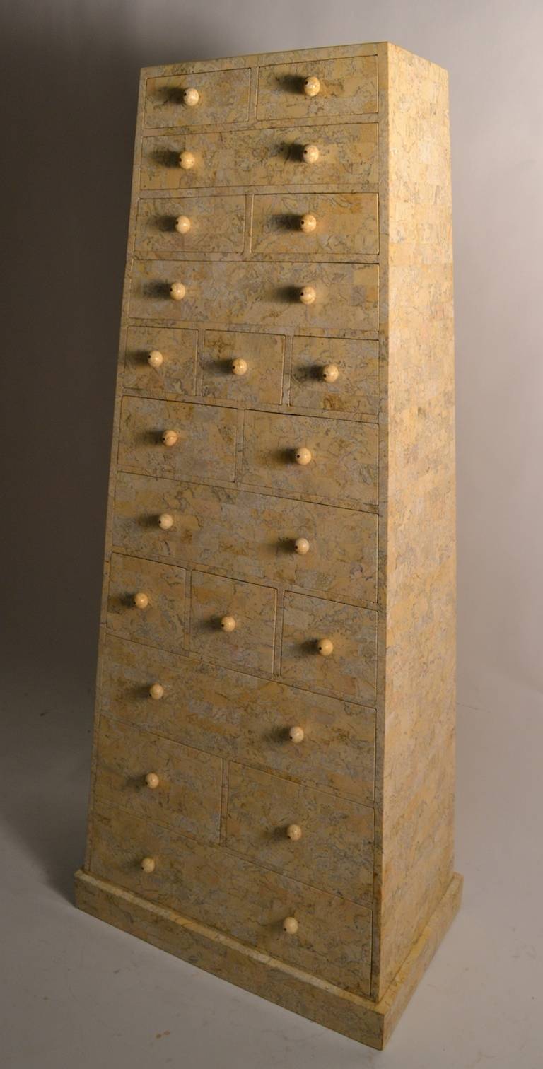 Rare Asymmetrical Maitland Smith Tessellated Stone Chest