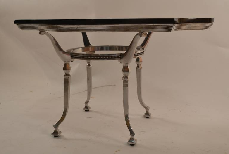 Classical Style Cast Aluminum Table with Stone Top In Excellent Condition For Sale In New York, NY