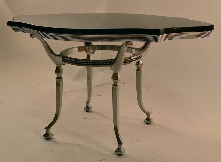 Neoclassical Revival Classical Style Cast Aluminum Table with Stone Top For Sale