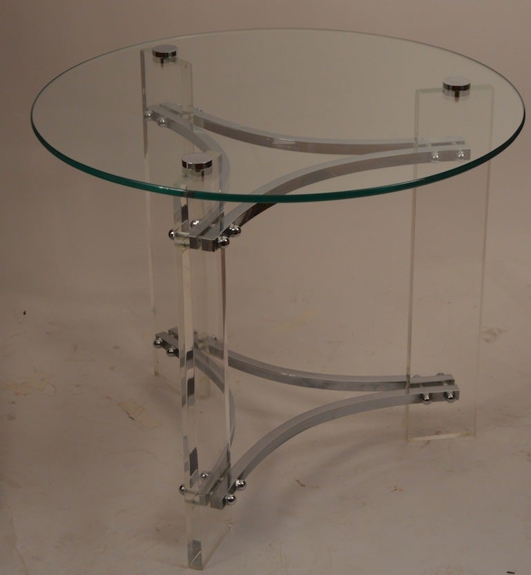 Mid-Century Modern Pair of Charles Hollis Jones Lucite and Glass Tables