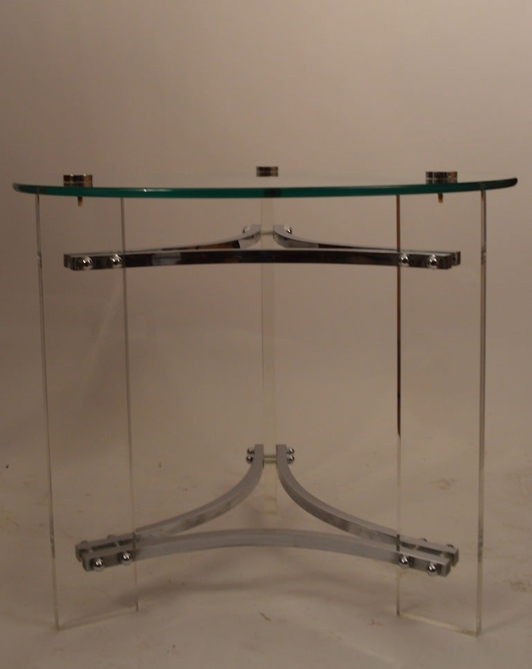 Late 20th Century Pair of Charles Hollis Jones Lucite and Glass Tables