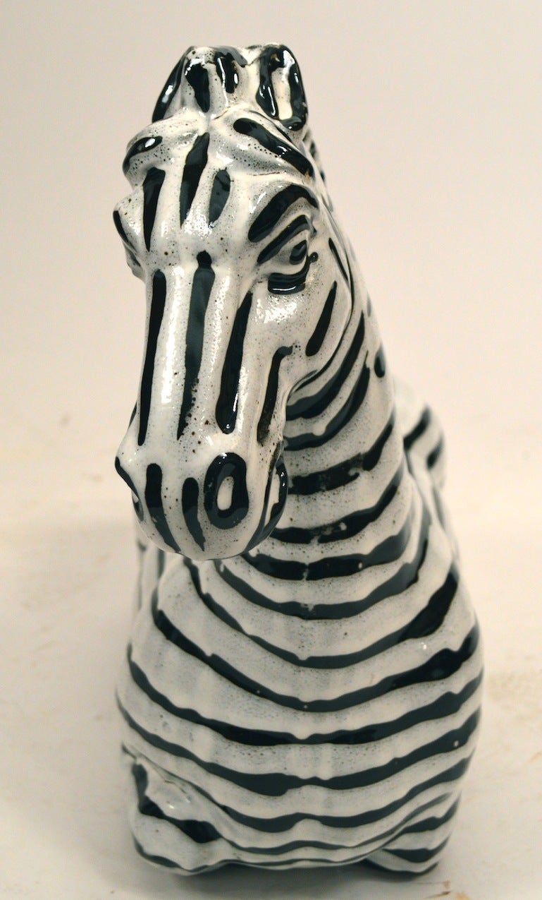 Italian Ceramic Zebra In Excellent Condition In New York, NY