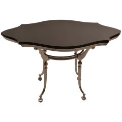 Vintage Classical Style Cast Aluminum Table with Stone Top