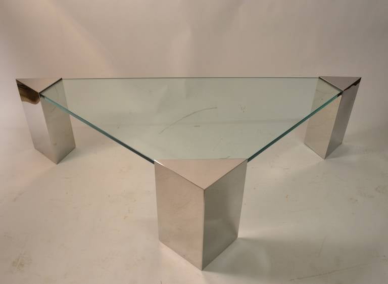 Chrome Pace Triangular Glass Top Coffee Table