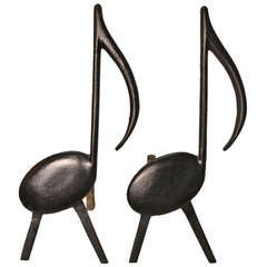 Pair Musical Note Andirons