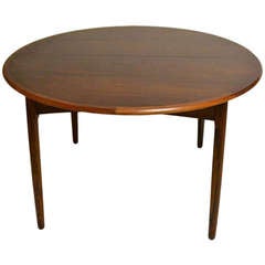 Round Danish Modern Rosewood  Dining Table With Two Leaves