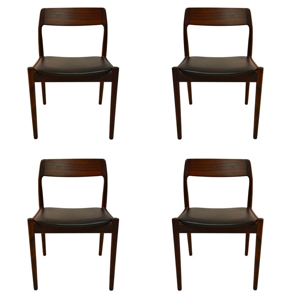 Set of Four Rosewood Danish Modern Dining Chairs