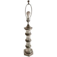 Glass Column Lamp with Silver Details 3