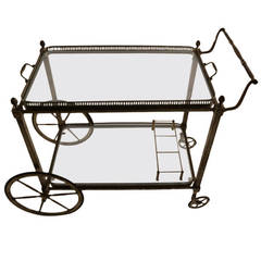 Silvered Brass Bar Serving Trolley Cart
