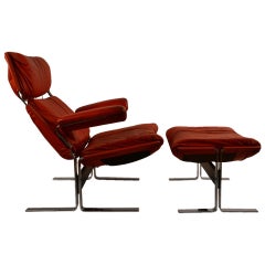 Retro Richard Hersberger for PACE leather chair and ottoman