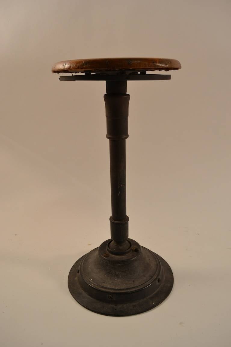 20th Century Industrial Swivel Adjustable Stool For Sale