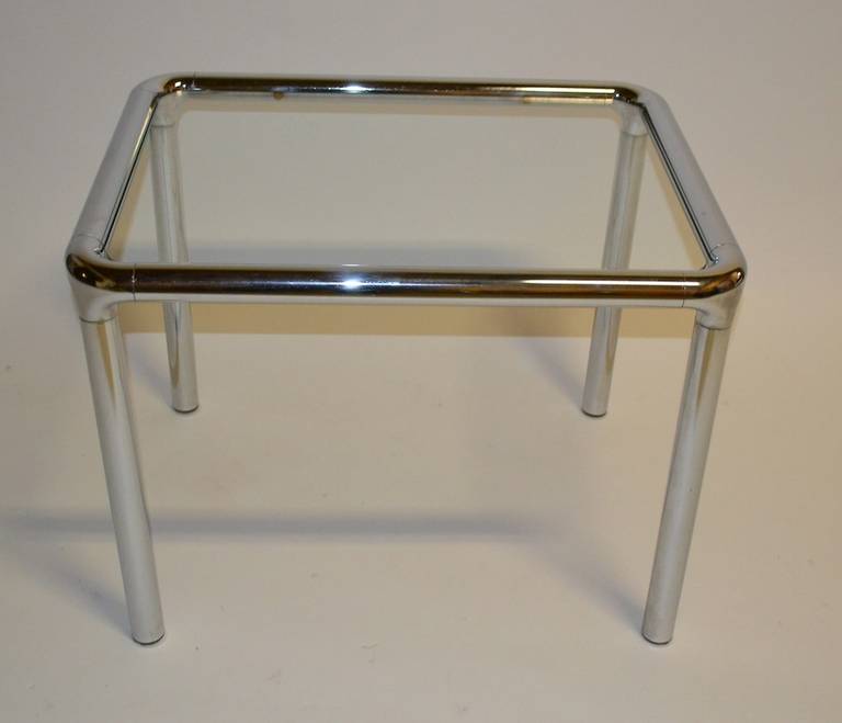 American Pair of Chrome and Glass Tables