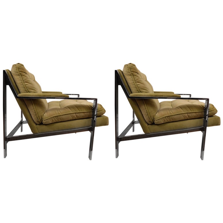 Pair of Cy Mann Chrome Lounge Chairs