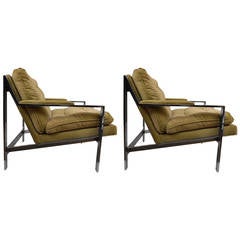 Pair of Cy Mann Chrome Lounge Chairs