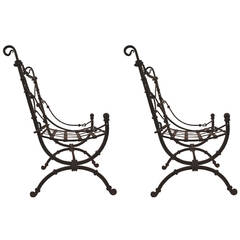 Pair of Spanish Style Mexican Iron Chairs