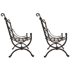 Pair of Spanish Style Mexican Iron Chairs