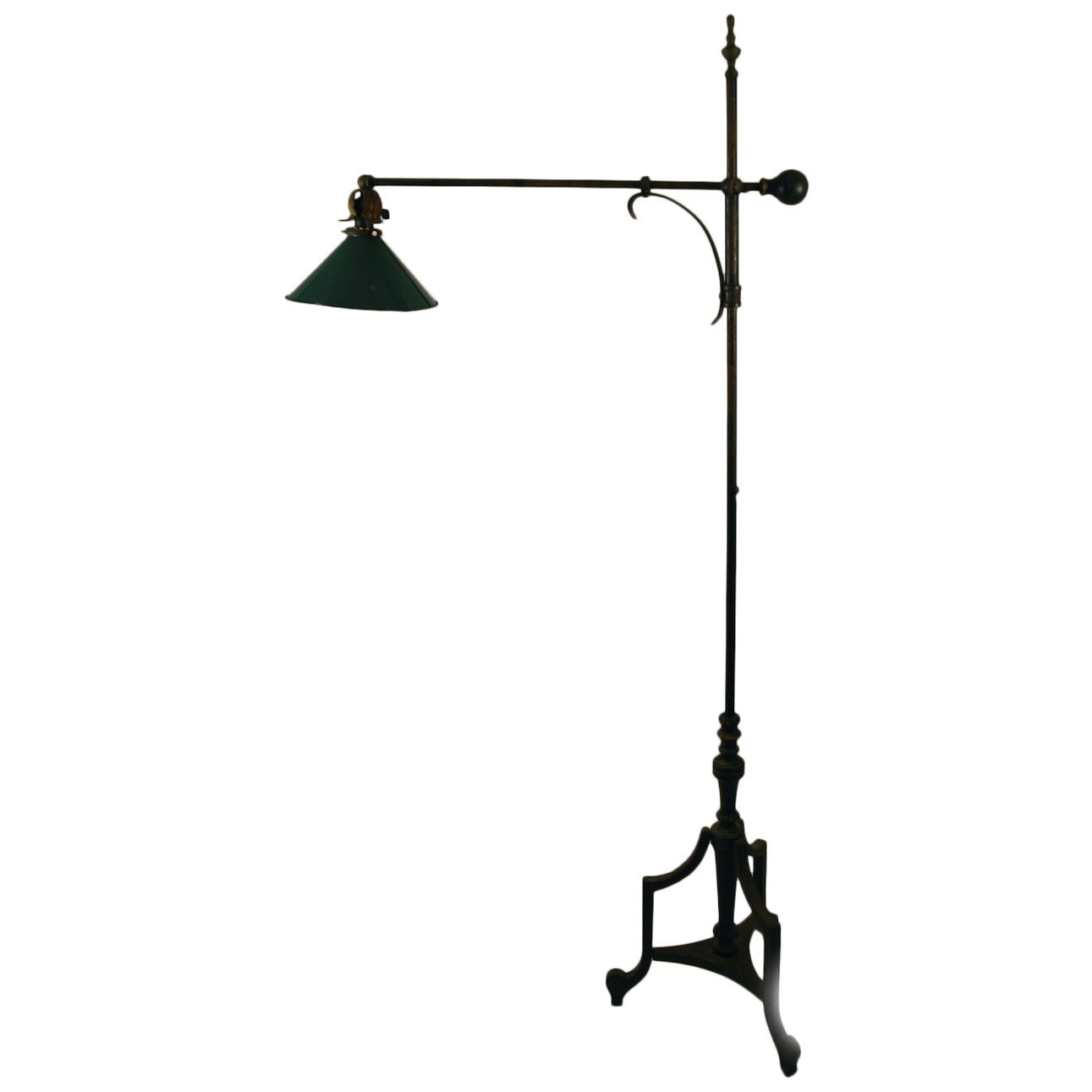 Rare Iron Counterbalance Adjustable Floor Lamp For Sale