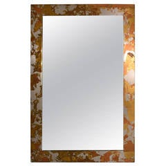 Brutalist Metal Faux Finish Rectangular Mirror 5