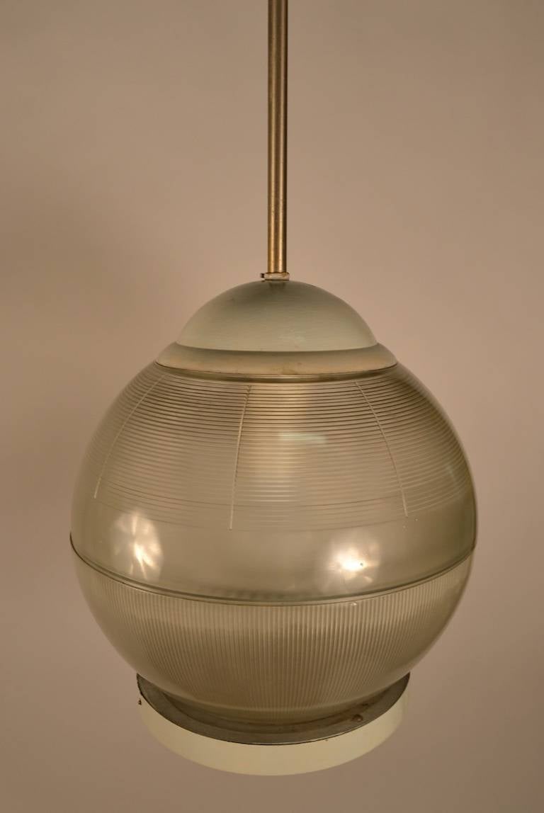 Mid-20th Century Industrial Holophane Ball Chandelier For Sale