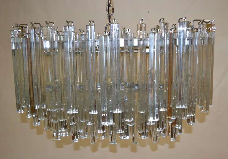 Mid-20th Century Large Oval Venini Hanging Chandelier