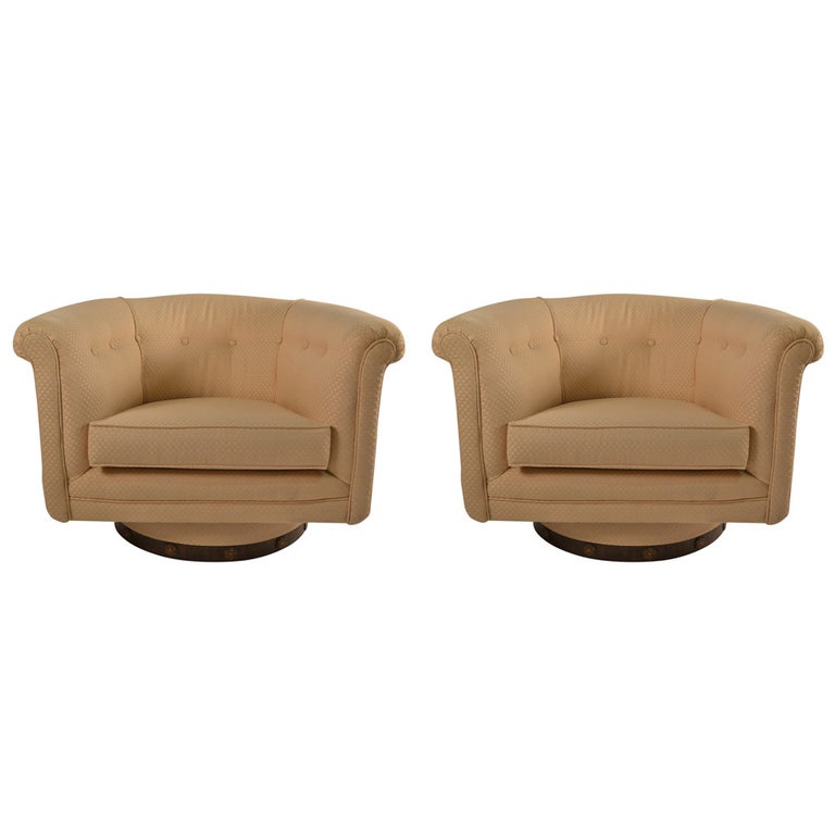 Pair of Swivel Tub Chairs at 1stDibs