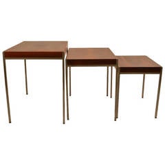 Rosewood and Steel Stacking Nesting Tables, Made in Italy