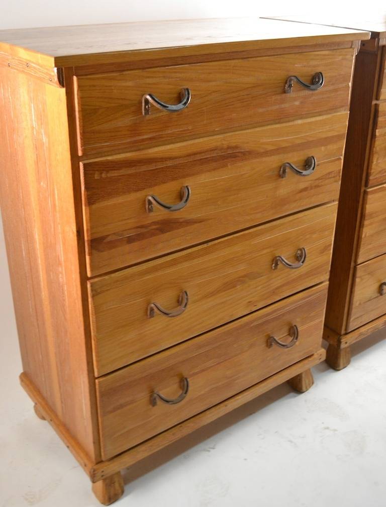 Pair of Ranch Oak Dressers In Excellent Condition In New York, NY